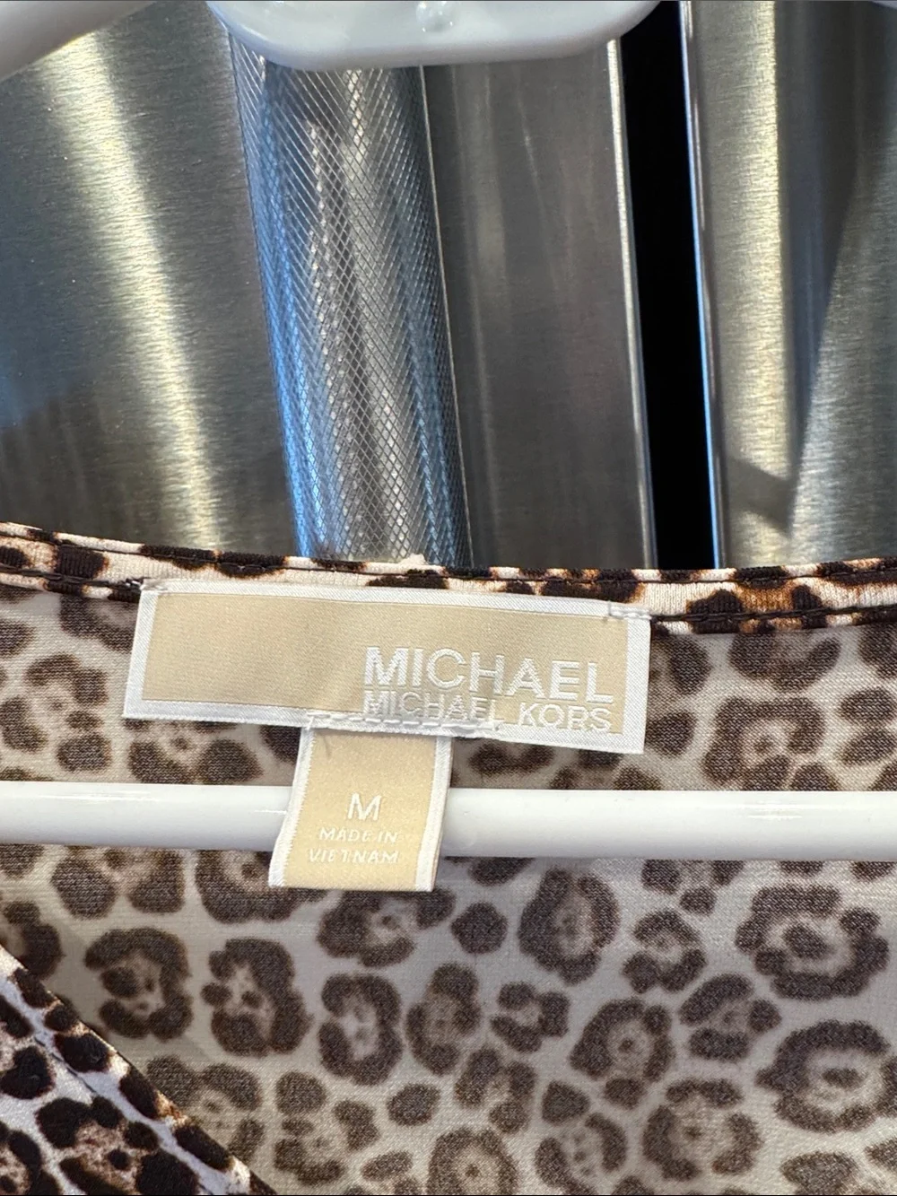 Michael Kors Leopard Print V-Neck Long Sleeve Top - Brown, Black